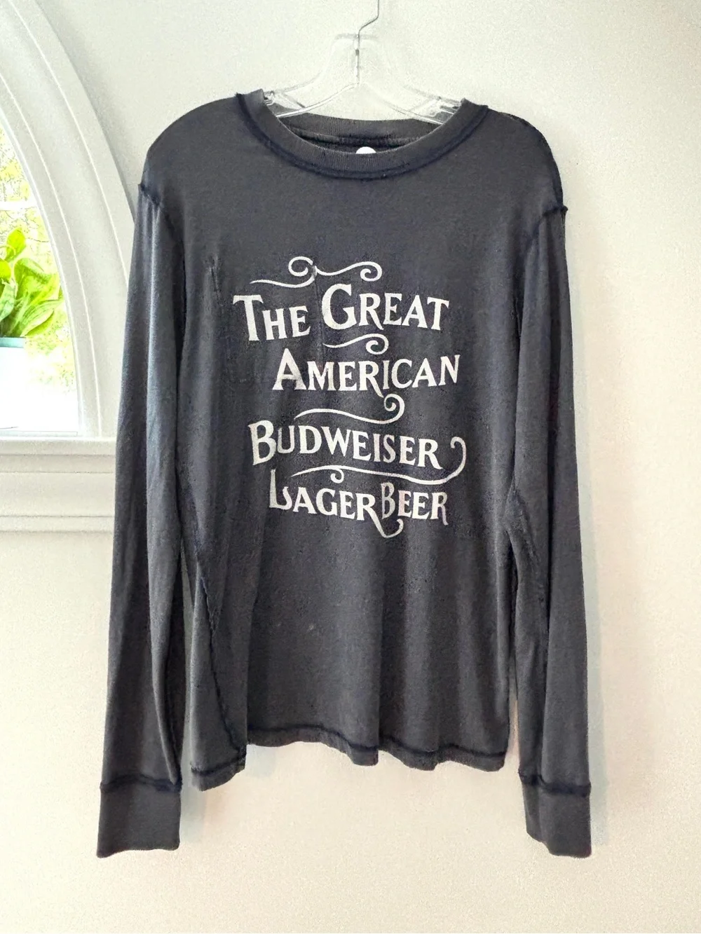 Budweiser PacSun Reversible Long Sleeve Pocket T-Shirt Retro Beer Logo Tee S - Picture 10 of 15